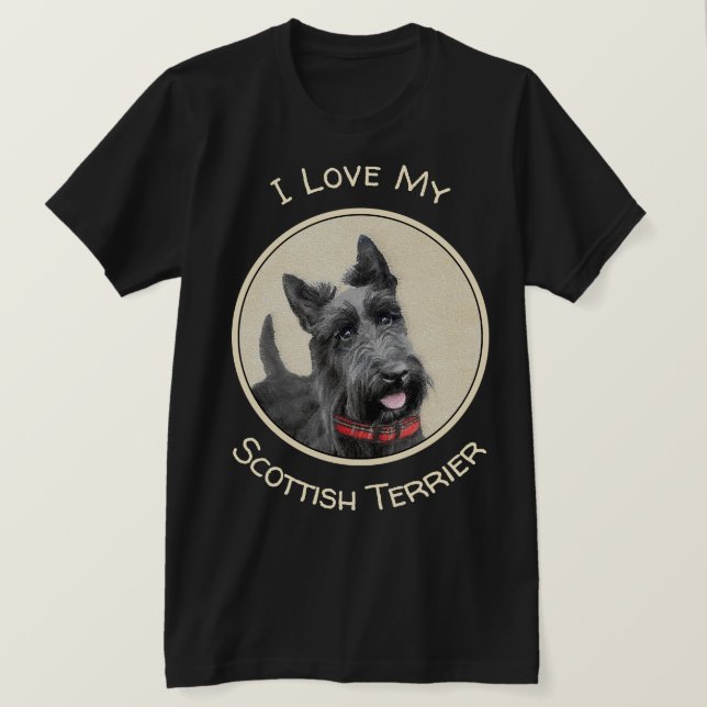 T-shirt Peinture écossaise Terrier - Cute Original Chien A (Design devant)