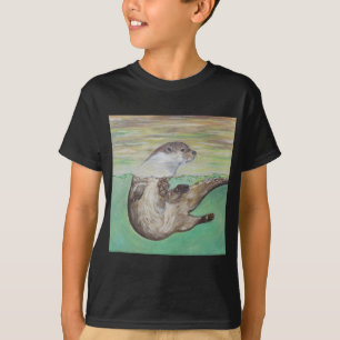 T-shirt Peinture espiègle de loutre de rivière