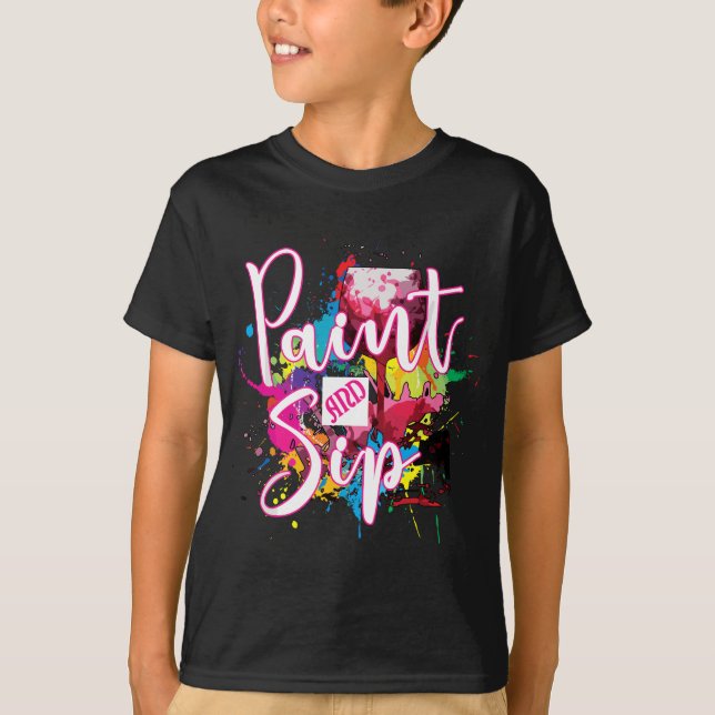 T-shirt Peinture et Sip Party Art Night Vin Toile nouveaut (Devant)