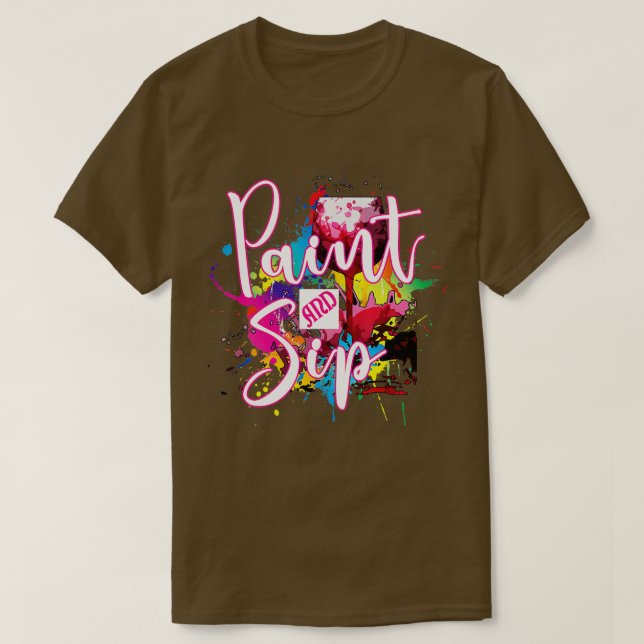 T-shirt Peinture et Sip Party Art Night Vin Toile nouveaut (Design devant)