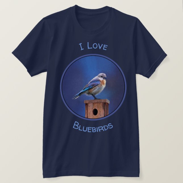 T-shirt Peinture (femelle) d'oiseau bleu - art original (Design devant)