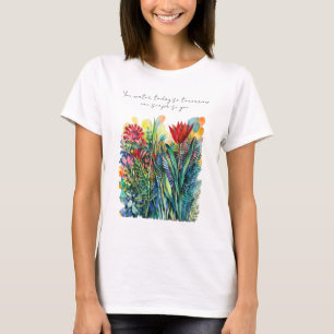 T-shirt Peinture florale à l'aquarelle avec citation