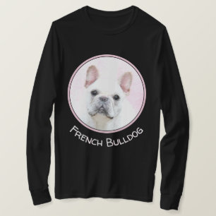 T-shirt Peinture française de Bulldog (Crème/Blanc) - Art 