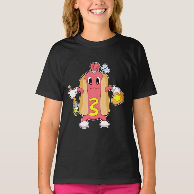 T-shirt Peinture Hotdog Couleur de la brosse de peinture (Devant)