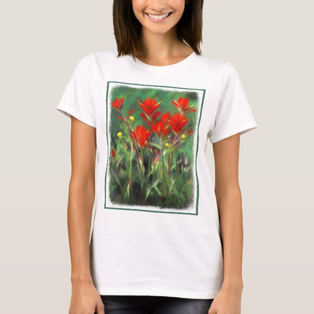 T-shirt Peinture indienne de pinceau - Art Fleur original (Devant)
