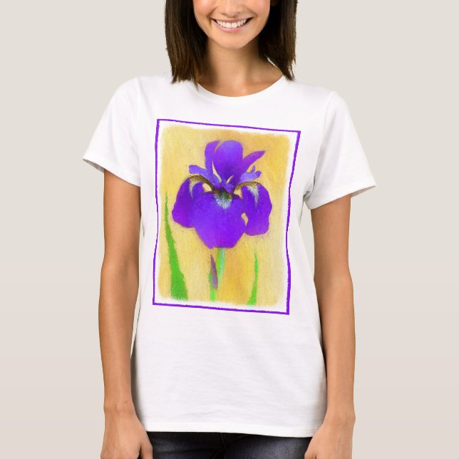 T-shirt Peinture Iris à pois pourpre - Chien original mign (Devant)