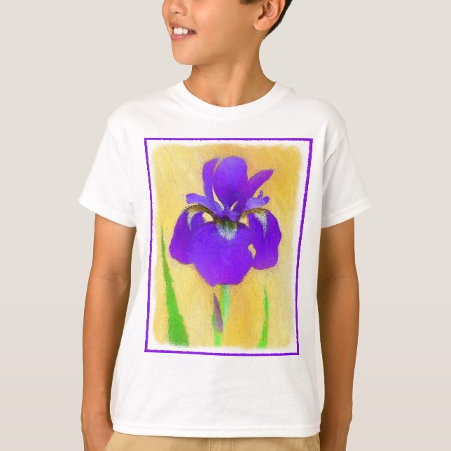 T-shirt Peinture Iris à pois pourpre - Chien original mign (Devant)