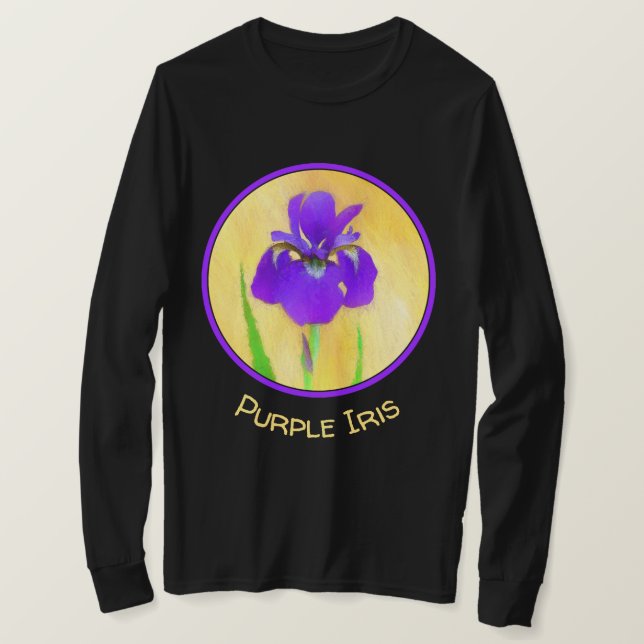T-shirt Peinture Iris à pois pourpre - Chien original mign (Design devant)