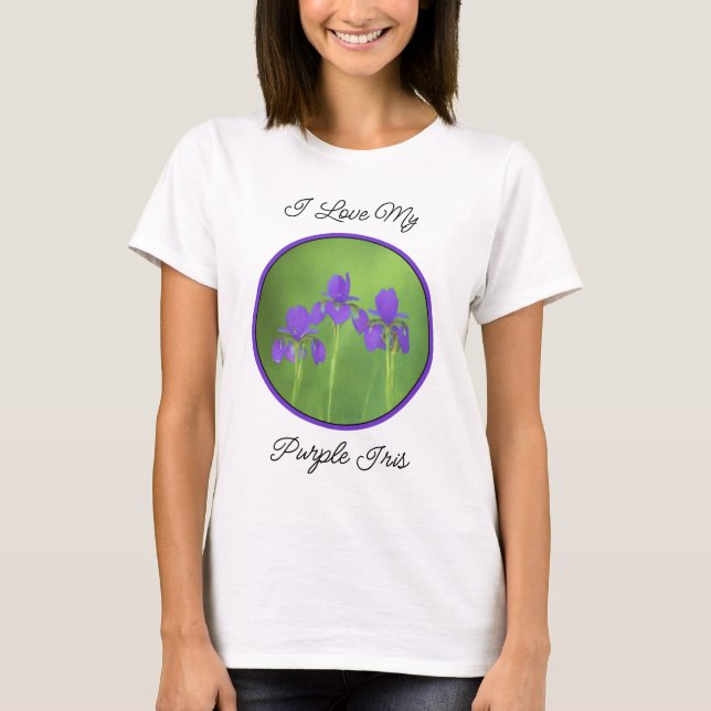 T-shirt Peinture Iris Violet - Art Fleur Originale (Devant)