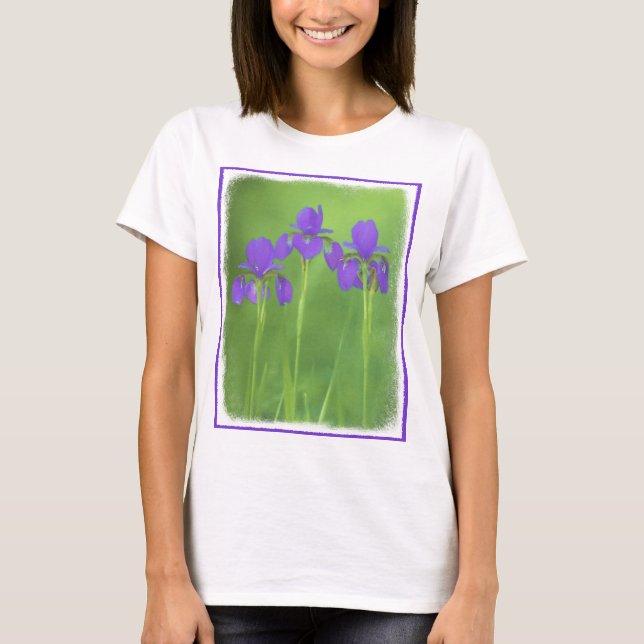 T-shirt Peinture Iris Violet - Art Fleur Originale (Devant)