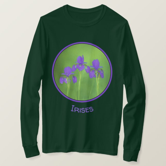 T-shirt Peinture Iris violette - Art Fleur original (Design devant)