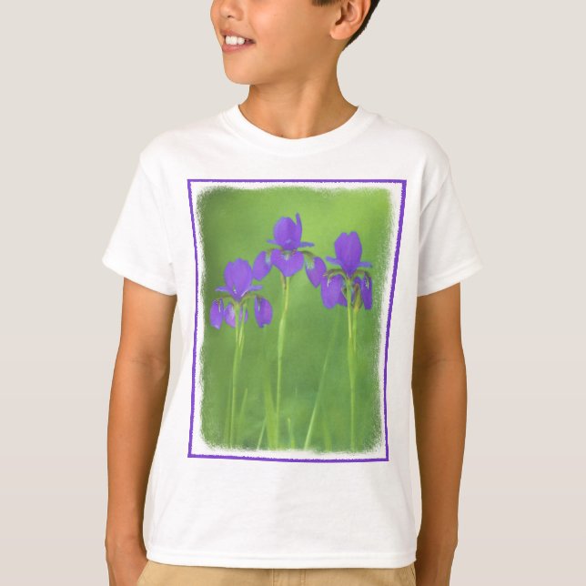 T-shirt Peinture Iris violette - Art Fleur original (Devant)