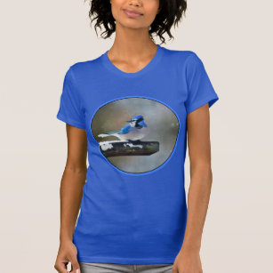T-shirt Peinture Jay Bleu - Art Oiseau Original