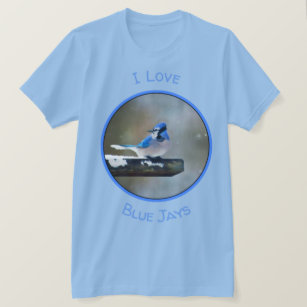 T-shirt Peinture Jay Bleu - Art Oiseau Original