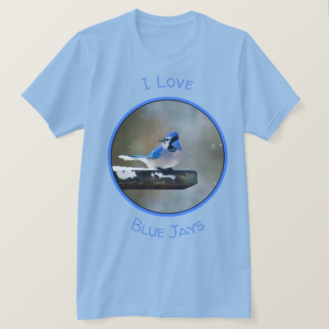 T-shirt Peinture Jay Bleu - Art Oiseau Original (Design devant)