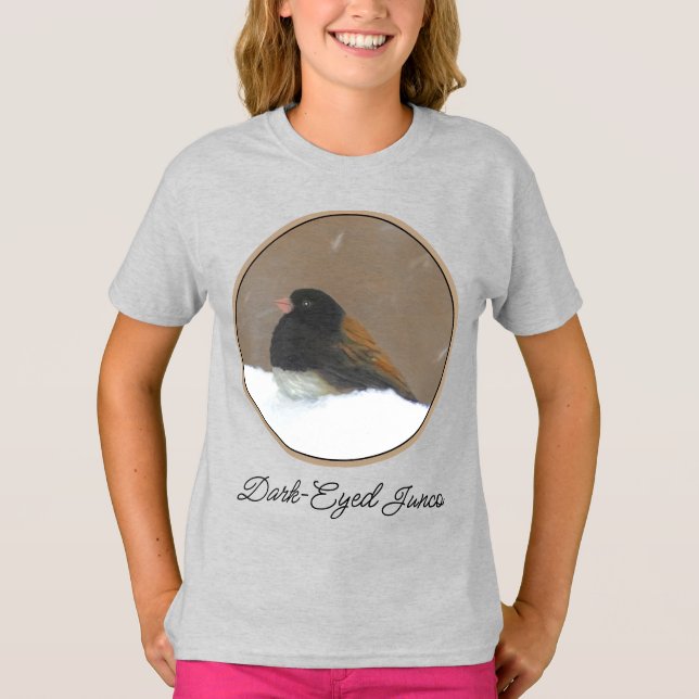 T-shirt Peinture Junco foncée - Art original d'oiseaux T-S (Devant)