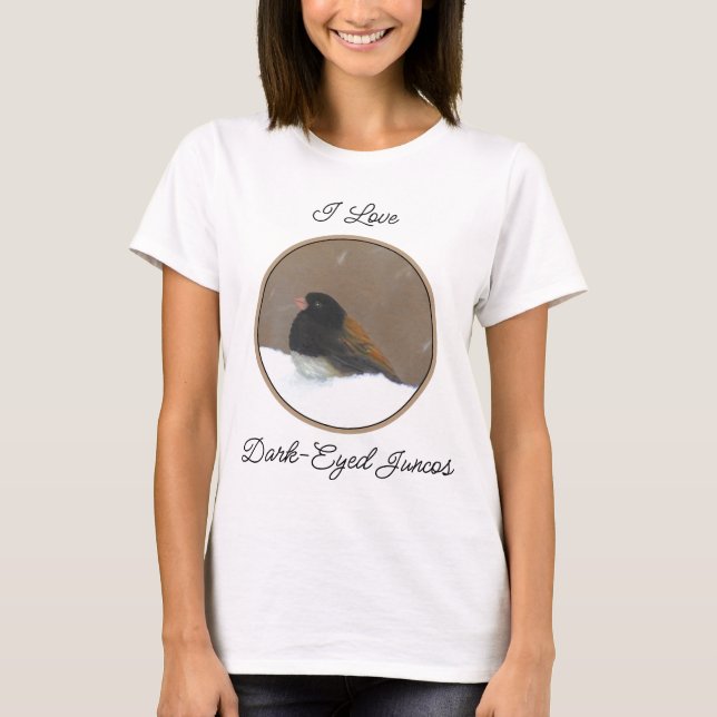 T-shirt Peinture Junco foncée - Art original pour oiseaux (Devant)