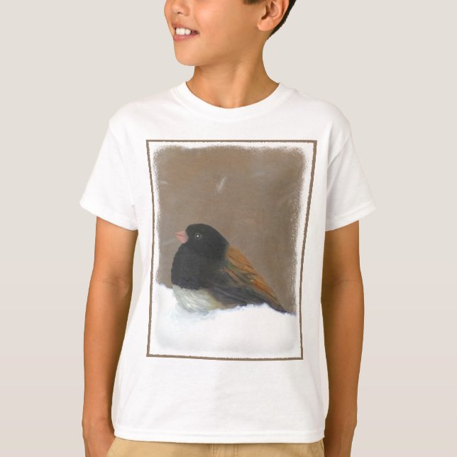 T-shirt Peinture Junco foncée - Art original pour oiseaux (Devant)
