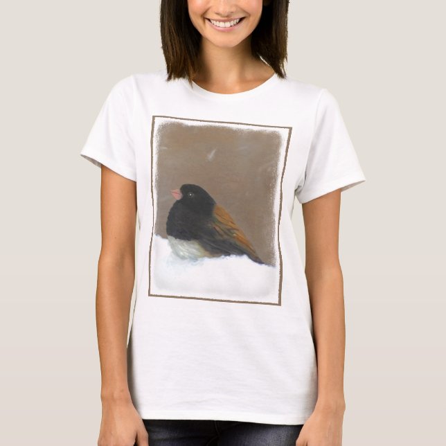 T-shirt Peinture Junco foncée - Art original pour oiseaux (Devant)