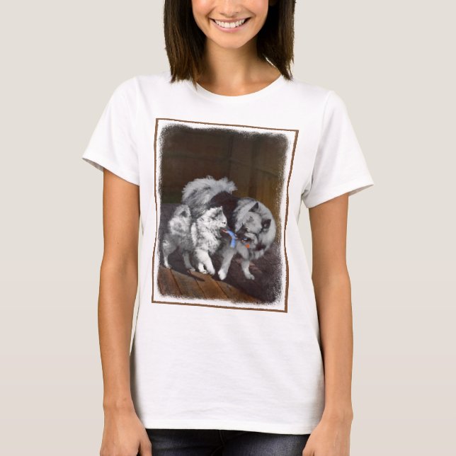 T-shirt Peinture Keeshond Playtime - Jolie art original ch (Devant)