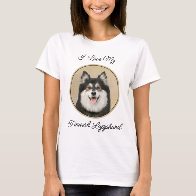 T-shirt Peinture Lapphund Finlandaise - Joli art original  (Devant)