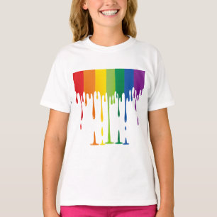 T-shirt Peinture Liquide qui Dégouline Abstrait Arc-en-Cie