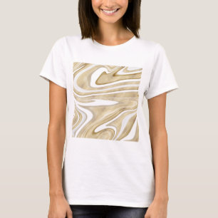 T-shirt Peinture Liquide Retro Gold Swirl Design esthétiqu