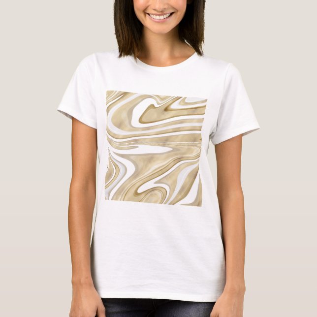 T-shirt Peinture Liquide Retro Gold Swirl Design esthétiqu (Devant)