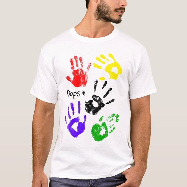 T-shirt Peinture Mains Cute Chemise Artisanale (Devant)