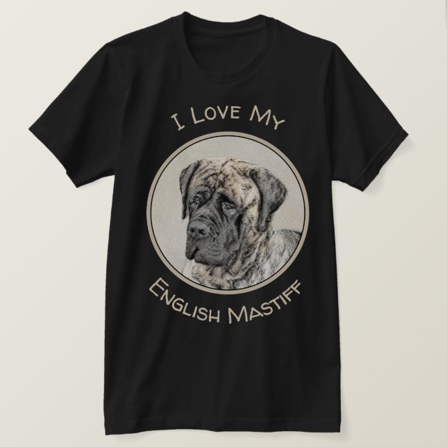 T-shirt Peinture mastiff anglaise (Brindle) - Dog Art (Design devant)