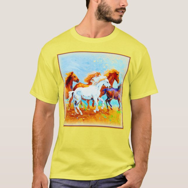 T-shirt Peinture Mignonne De Chevaux De Course. Commandez  (Devant)