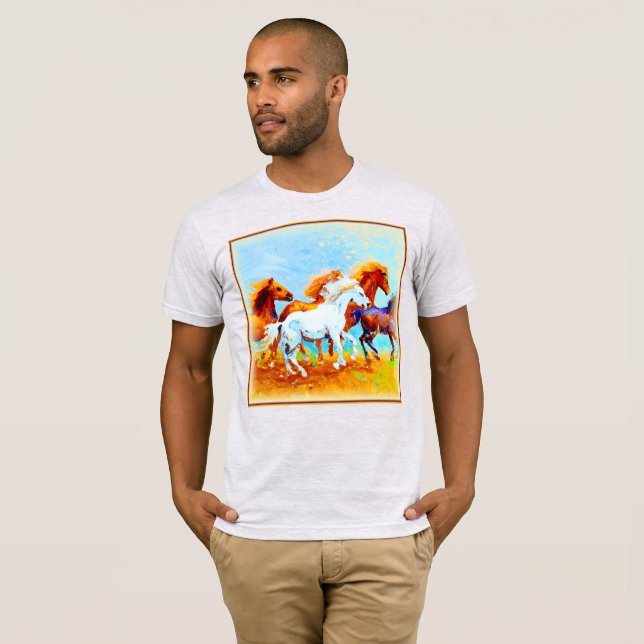 T-shirt Peinture Mignonne De Chevaux De Course. Commandez  (Devant entier)