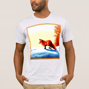 T-shirt Peinture mignonne d'un Renard Rouge. Commandez dès