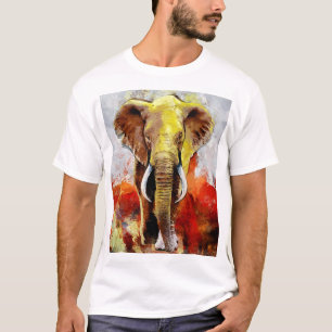 T-shirt Peinture moderne à l'huile d'éléphant Abstraite
