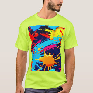 T-shirt Peinture néon vive dans l'expression fluide