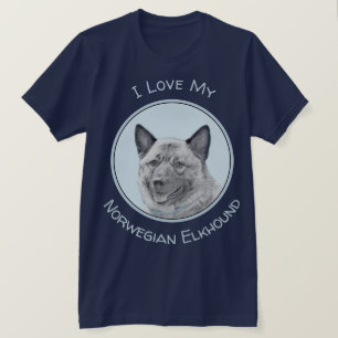 T-shirt Peinture norvégienne Elkhound - Art original Chien