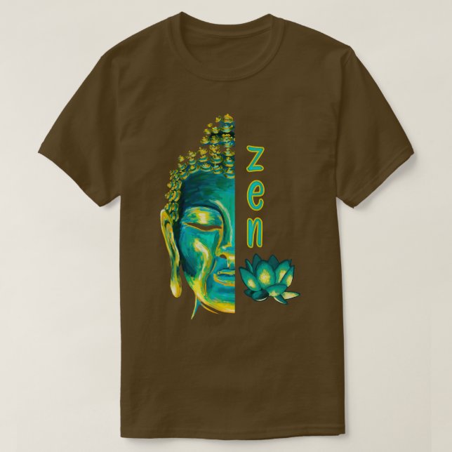 T-shirt Peinture numérique bouddhiste zen bleu Bouddha jau (Design devant)