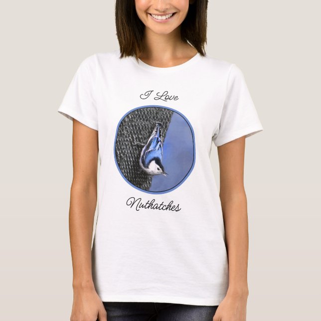 T-shirt Peinture Nuthatch à poitrine blanche Art original (Devant)