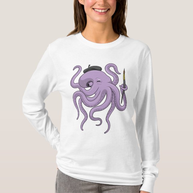T-shirt Peinture Octopus Peinture brosse (Devant)