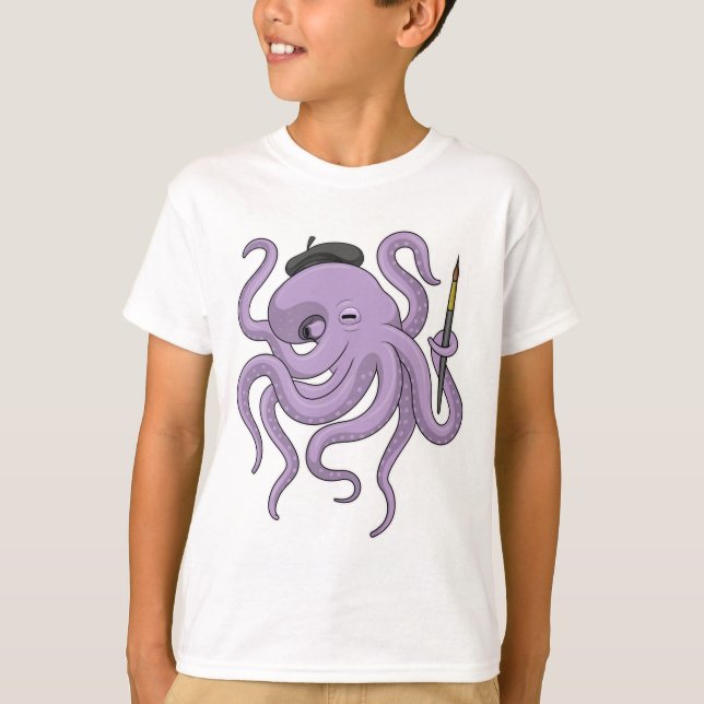 T-shirt Peinture Octopus Peinture brosse (Devant)