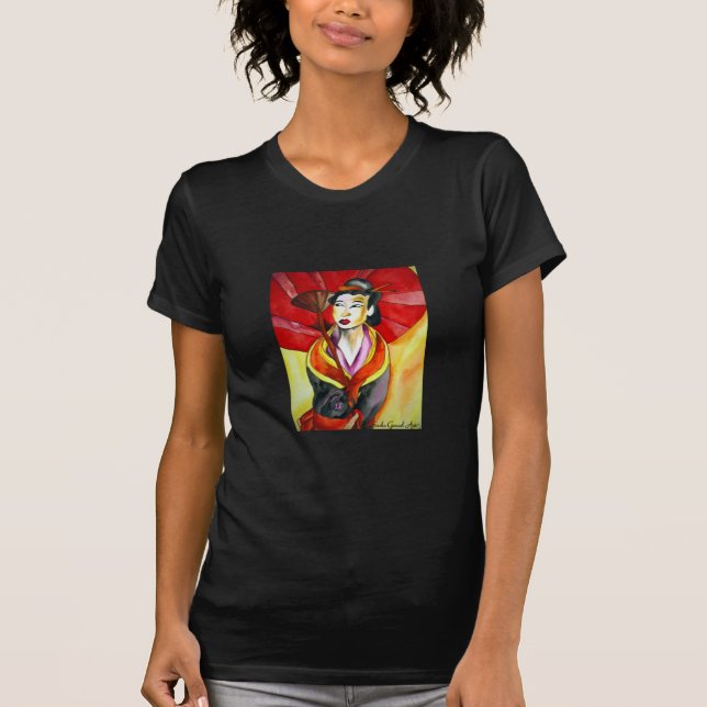 T-shirt peinture originale d'art Geisha (Devant)