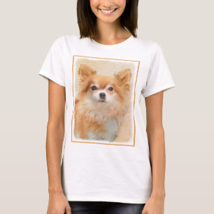 T-shirt Peinture originale de chien Chihuahua à poils long