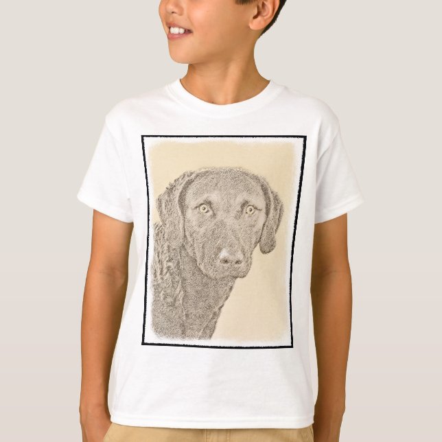 T-shirt Peinture originale de chien par Retriever de Chesa (Devant)