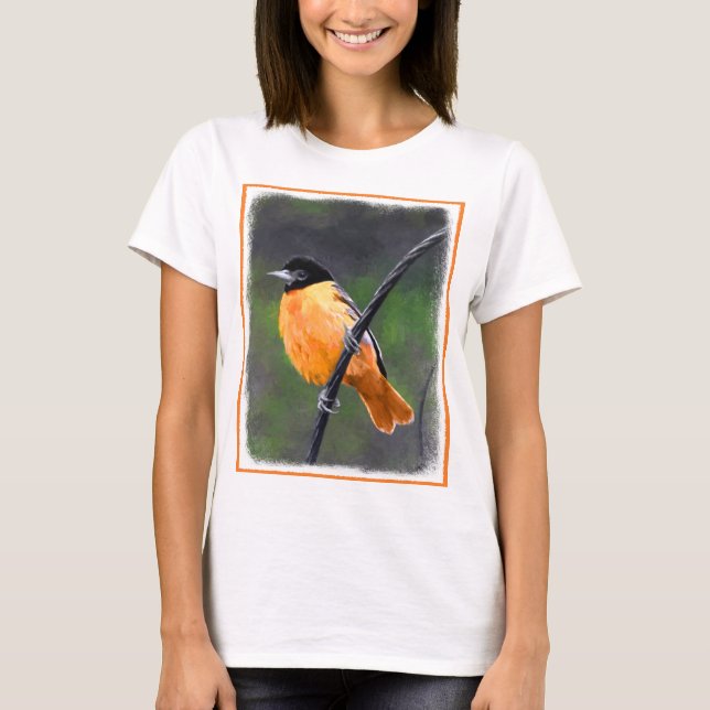 T-shirt Peinture Oriole - Art Oiseau Original (Devant)