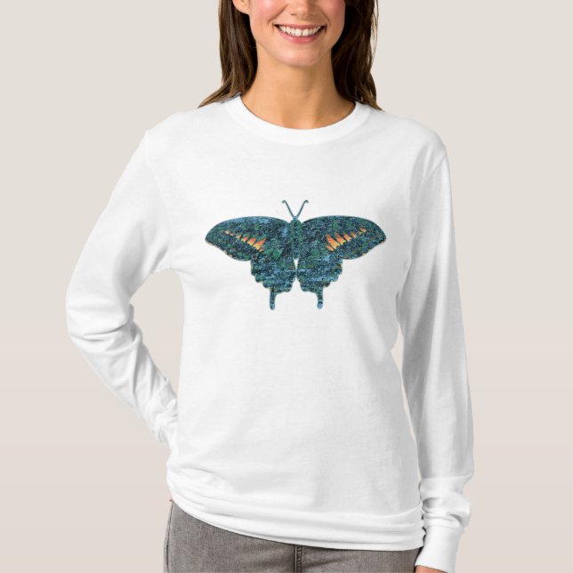 T-shirt Peinture papillon bleu Art Monet (Devant)