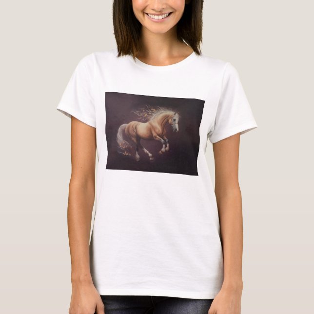 T-shirt Peinture Pastel D'Un Cheval De Course (Devant)