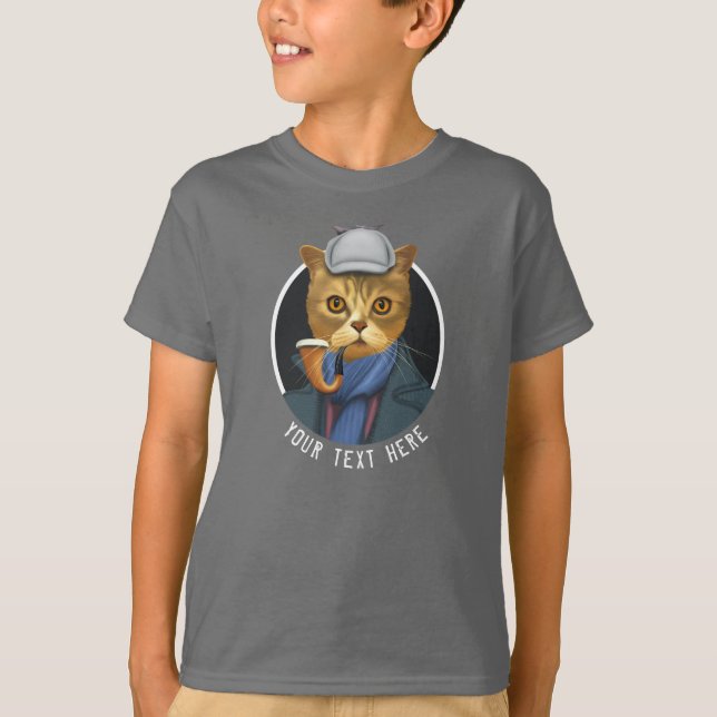 T-shirt Peinture Portrait d'un chat inspecteur (Devant)