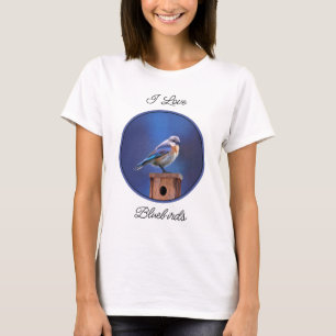 T-shirt Peinture pour oiseaux bleus (femelle) - Art origin