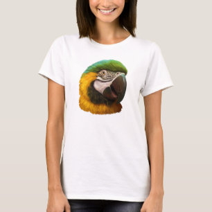 T-shirt Peinture réaliste de macaw bleu et or