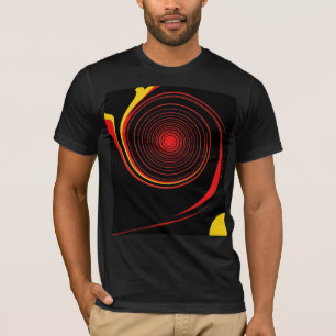 T-shirt Peinture Rétro Tourbillon Rouge Jaune Art Déco Abs